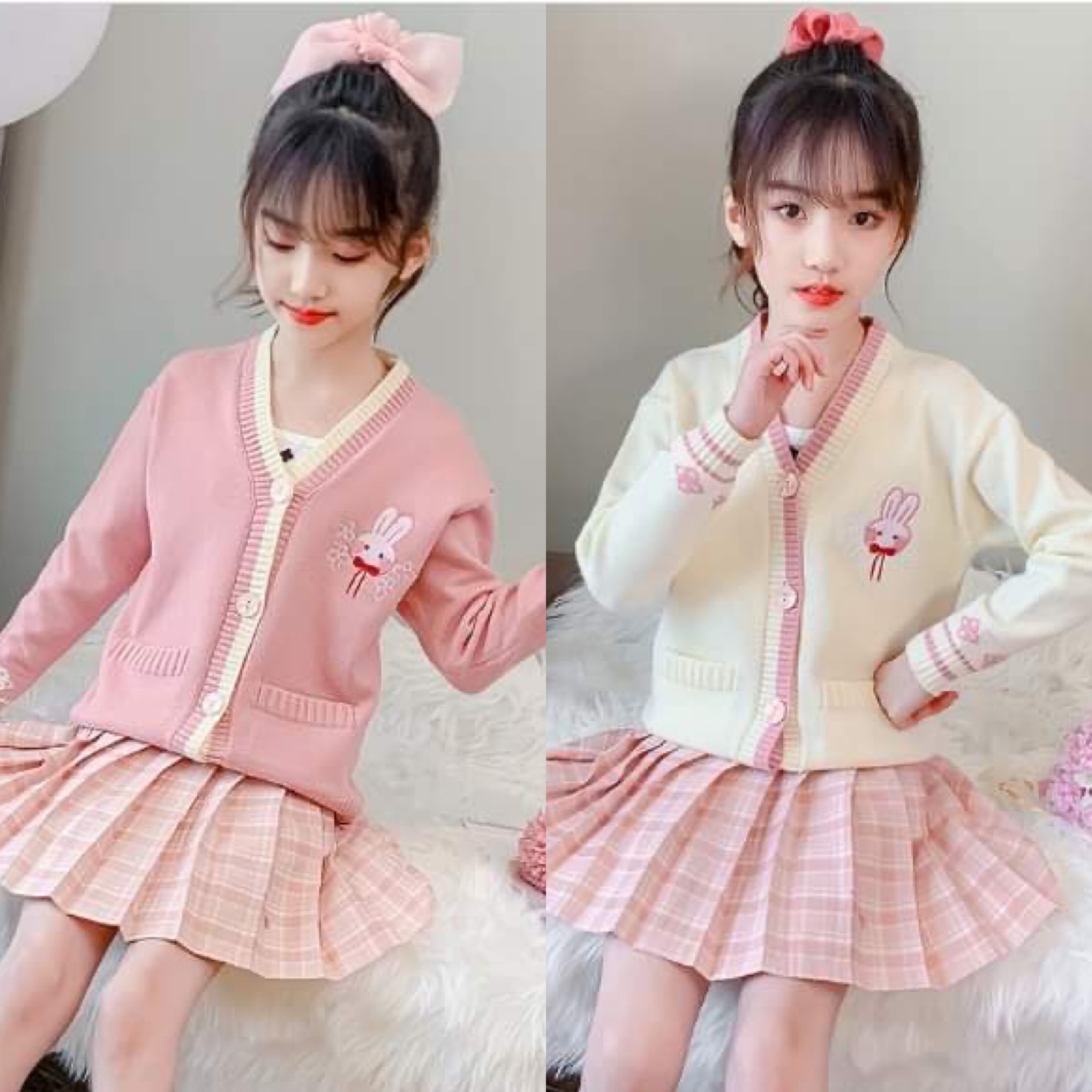 F-กันหนาว: เสื้อกันหนาวเด็ก ไหมพรม คาดิแกน สีพาสเทล