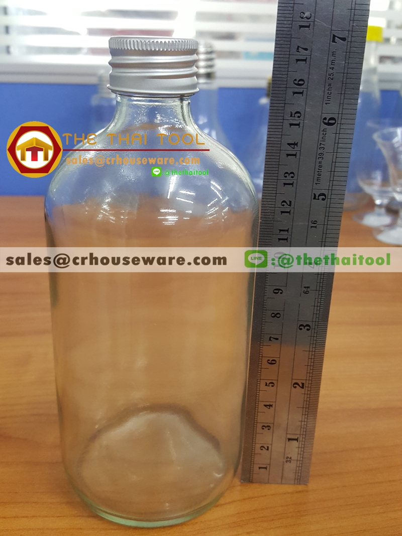 ขวดกลม ฝาเกลียว 450 ml. รหัส : 005-J928 Round glass bottle with screw cap 450 ml. Code : 005-J928