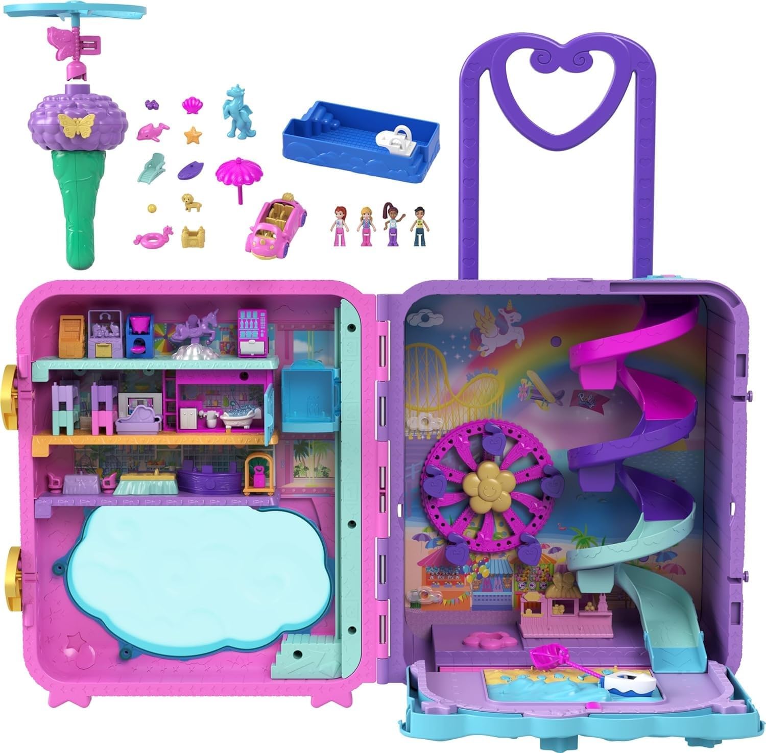 Polly Pocket Pollyville Playset, Resort Rollaway Suitcase