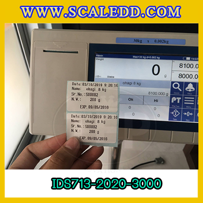 เครื่องชั่งดิจิตอล3000kg รุ่น IDS713 พิกัด 3000kg x 1kg ตาชั่งดิจิตอล3ตัน เครื่องชั่งแบบปริ้นสติ๊กเกอร์ในตัว ขนาดแท่น 200x200cm. ยี่ห้อ SDS รุ่น IDS713