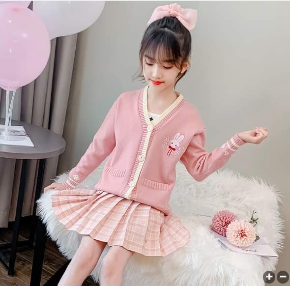 F-กันหนาว: เสื้อกันหนาวเด็ก ไหมพรม คาดิแกน สีพาสเทล