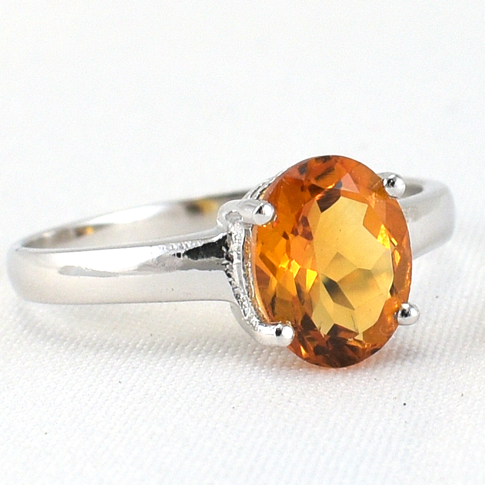 แหวนเงินแท้ราคาถูกชุบทองคำขาว ซิทรินแท้ 2.25 กะรัต งานประณีตสวยงาม สั่งผลิตค่ะ