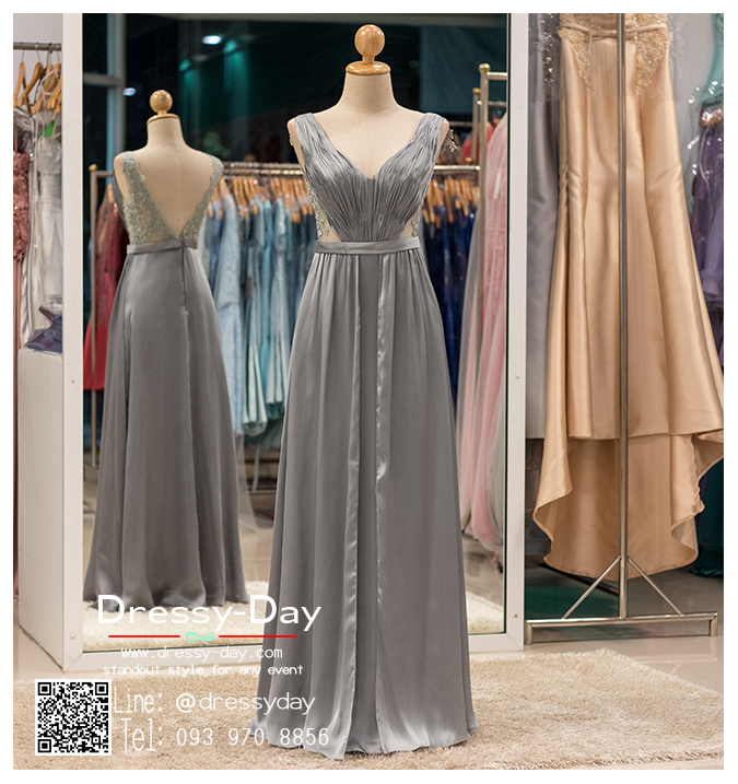 รหัส ชุดราตรียาว: PF055-2 ชุดราตรียาว เดรสออกงาน ชุดไปงานแต่งงาน ชุดแซก สีเทา ซีทรูช่วงเอวด้านข้าง หมาะสำหรับงานแต่งงาน งานกลางคืน กาล่าดินเนอร์