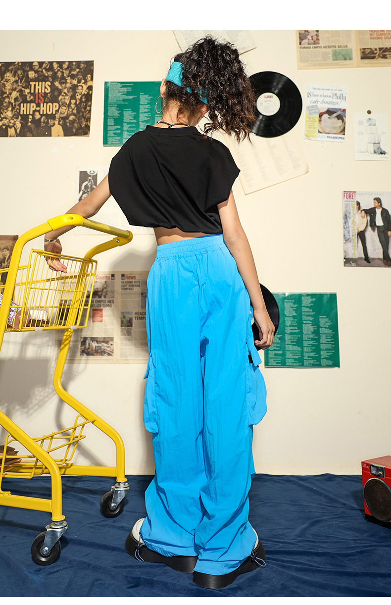 friendly4kid ชุดเต้น ชุดเชียร์ เสื้อแขนกุด+กางเกงคาร์โก้เหลือง เสื้อแยก