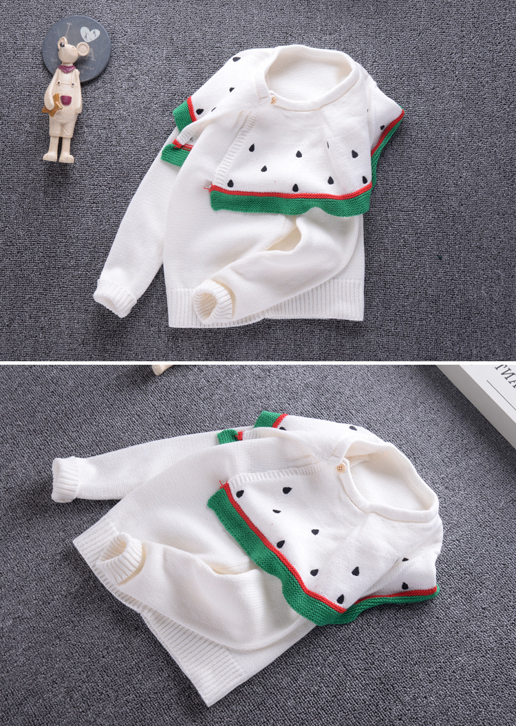 เสื้อกันหนาวเด็ก ลายแตงโม คอกลม