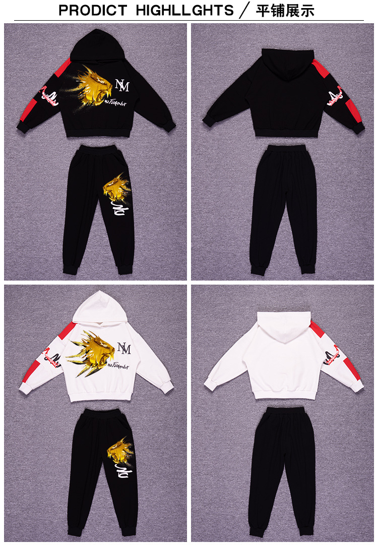 ชุดเต้น ชุดฮิปฮอปแขนยาว ลายสิงห์