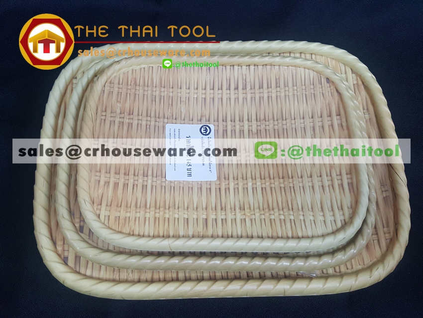 ถาดเหลี่ยม 12 นิ้ว ลายไม้สาน รหัส : NK13713-12 Melamine tray square shape weave design 12 inches Code : NK13713-12