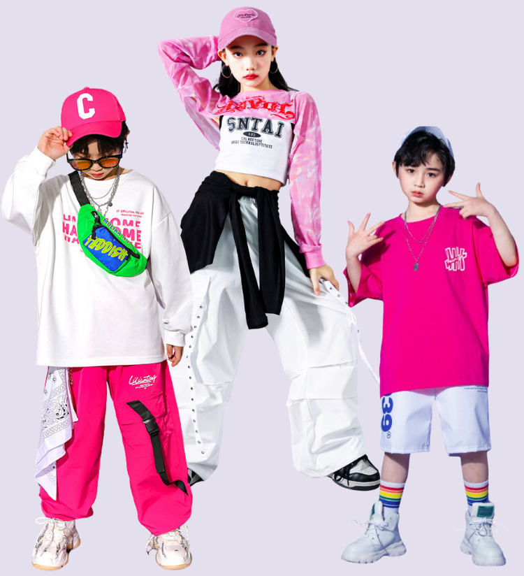 ชุดเต้น ชุดแดนซ์ ชุดเซ็ทเสื้อแขนยาวสีชมพู+กางเกงวอร์ม/กระโปรง