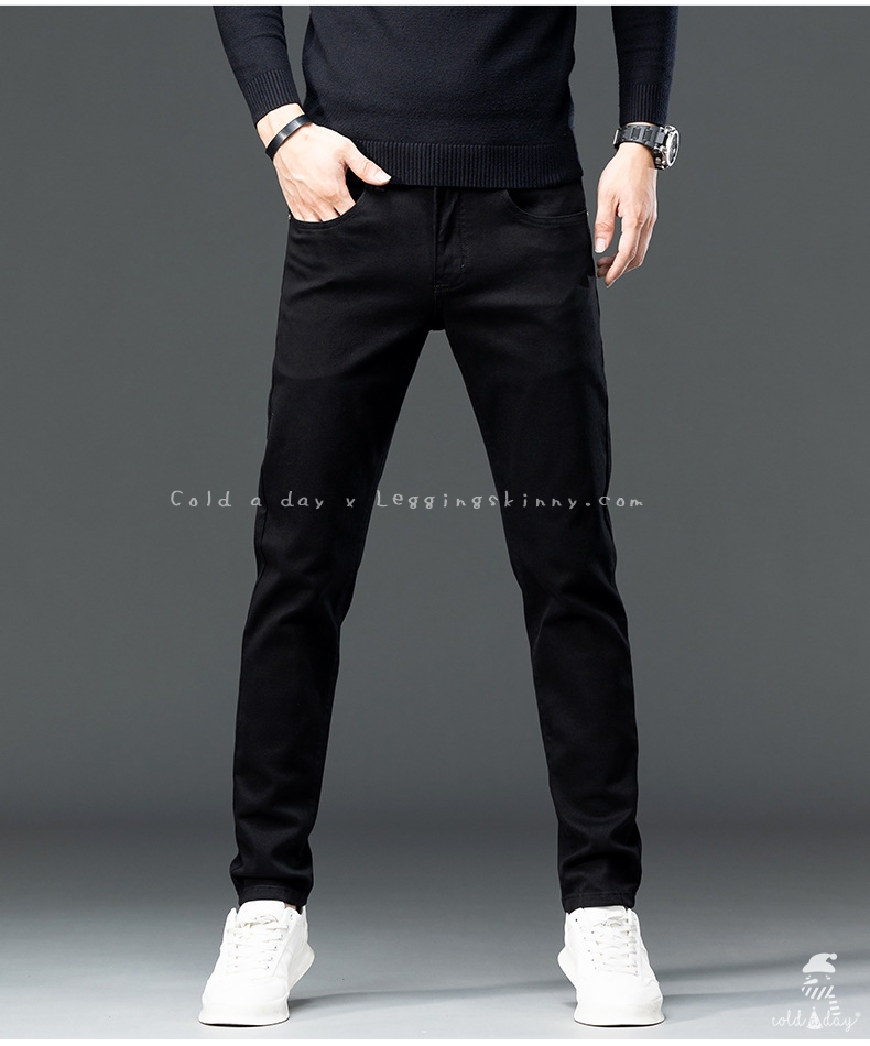 กางเกงยีนส์กันหนาวผู้ชาย ทรงสกินนี่ ไซส์ 29-38