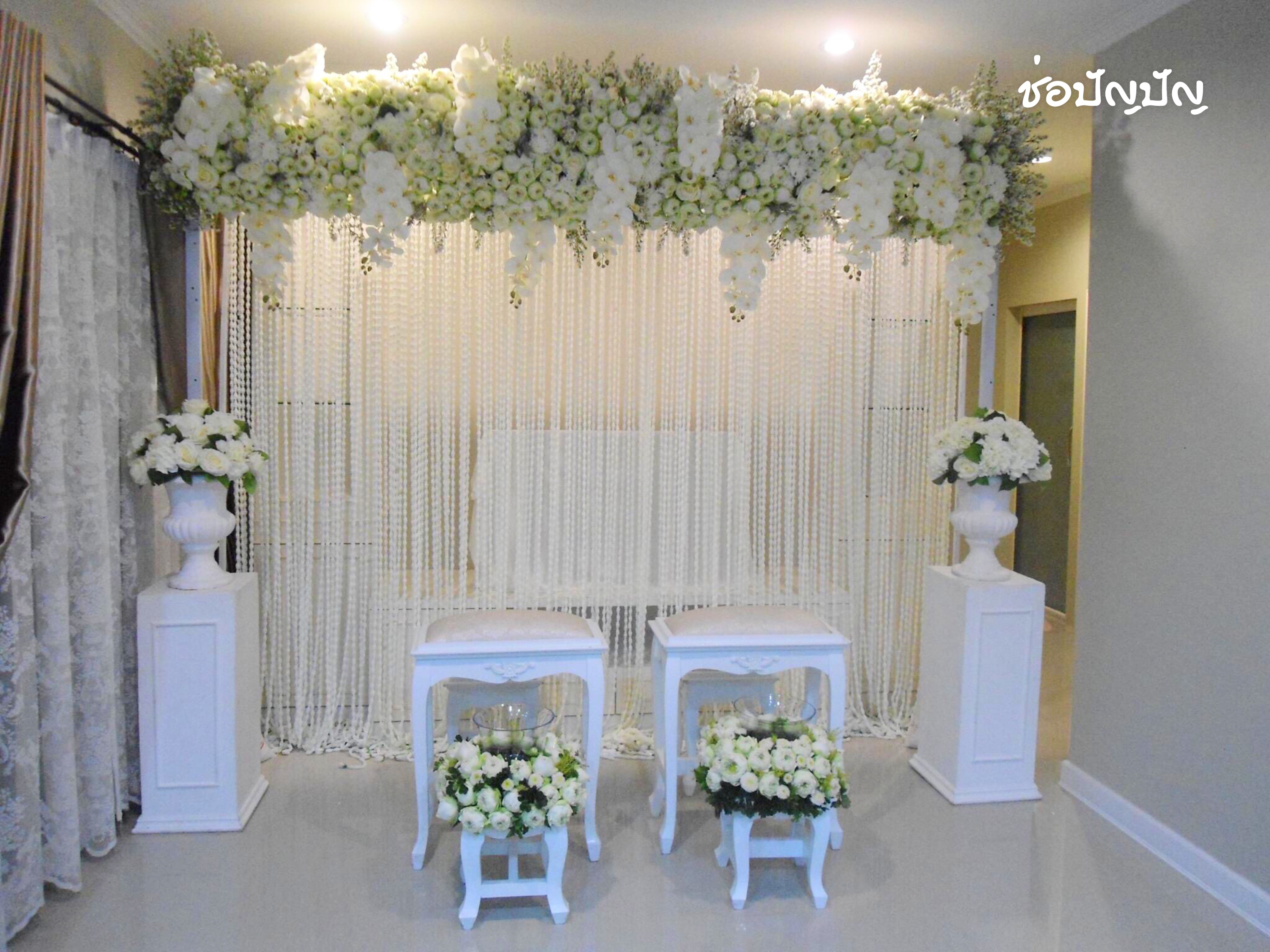 ฉากหลั่งน้ำสังข์+โหลแก้วหลั่งน้ำสังข์+มาลัยขาวเขียว (ส่งงานหมู่บ้านคิดถึง จ.พระนครศรีอยุธยา 25มีนาคม60)