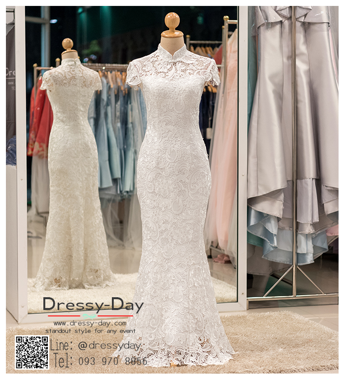 รหัส ชุดกี่เพ้า : KPL036 ชุดกี่เพ้าประยุกต์ สวยๆ ชุดกี่เพ้าสีขาว แบบยาว ผ้าลูกไม้เนื้อดี ซับในซาติน เหมาะมากสำหรับใส่ใน พิธียกน้ำชา งานแต่งงานตามธรรมเนียมจีน ชุดส่งตัวเจ้าสาว ชุดถ่ายพรีเวดดิ้ง สวย หรู สง่ามากค่ะ