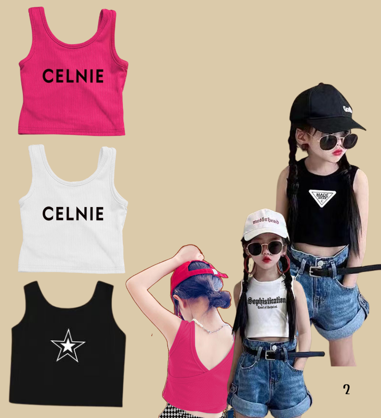 เสื้อกล้าม เสื้อชั้นใน เปิดสะดือ เสื้อครอปเด็ก เสื้อทรงสปอร์ต