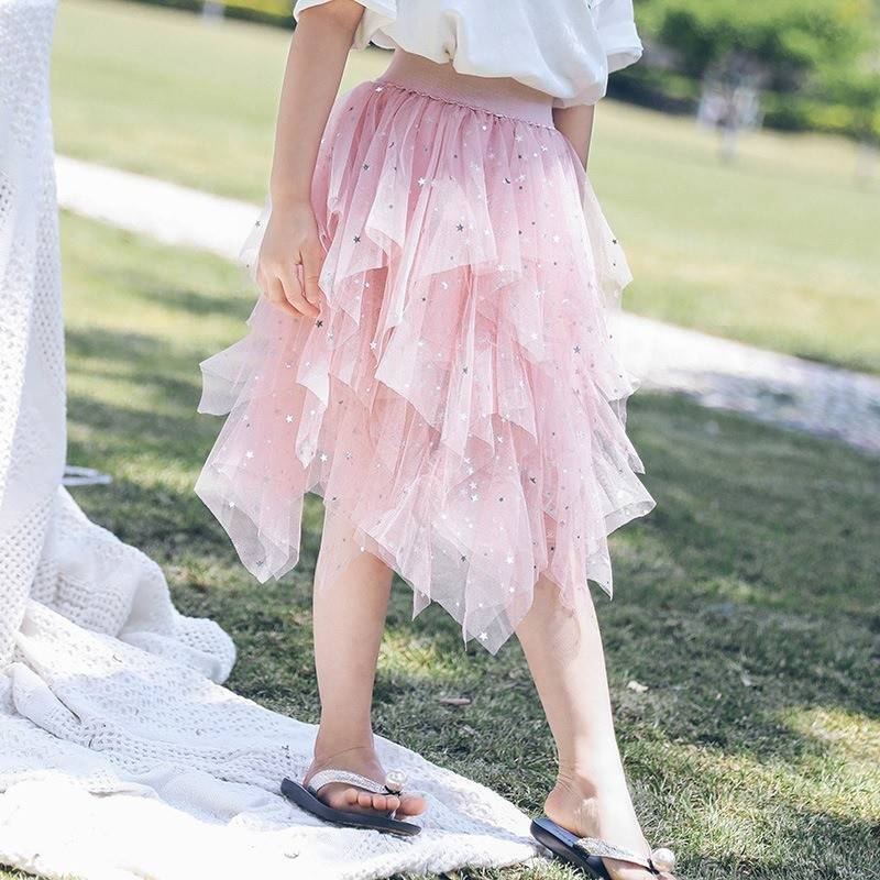 พร้อมส่ง กระโปรงเด็ก กระโปรงยาว ระบายชาย