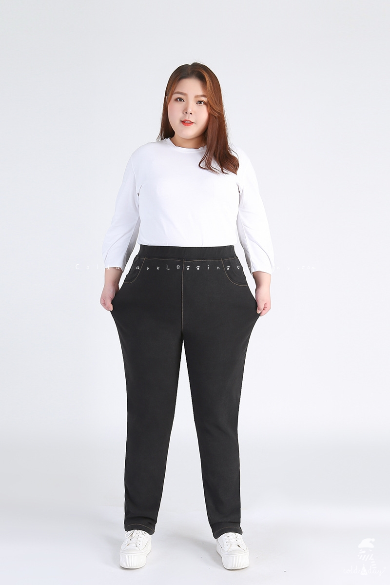 กางเกงยีนส์กันหนาว มีขนสัตว์ สำหรับสาวอ้วน สาวอวบ ไซส์ใหญ่ 2XL-9XL