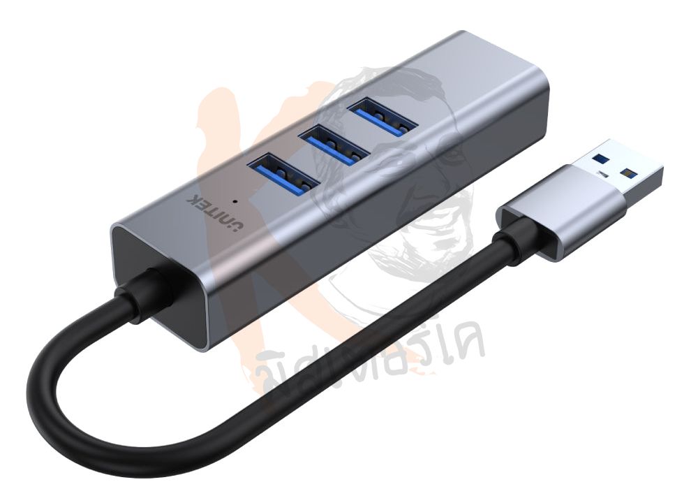 USB3.0 uHUB Q4 3 USB3.0 + 1 Ethernet Gigabit LAN รองรับ BC1.2 Power Charging by Unitek