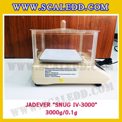 เครื่องชั่งดิจิตอลทศนิยม1ตำแหน่ง 3000g x 0.1g เครื่องชั่งน้ำหนักดิจิตอล3000กรัม เครื่องชั่งน้ำหนัก3000g เครื่องชั่งละเอียดสูง ตาชั่งละเอียดสูง3000กรัม พิกัดน้ำหนัก 3000g ความละเอียด0.1g ยี่ห้อ JADEVER รุ่น SNUG IV-3000