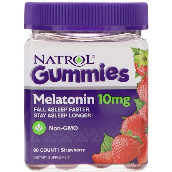 **พร้อมส่ง**Natrol, Gummies Melatonin Strawberry 10 mg, 90 Count เมลาโทนินแบบเยลลี่ รสสตรอว์เบอร์รี่ รสชาติอร่อย ช่วยให้นอนหลับง่ายขึ้น หลับลึก ไม่เพลียระหว่างวัน