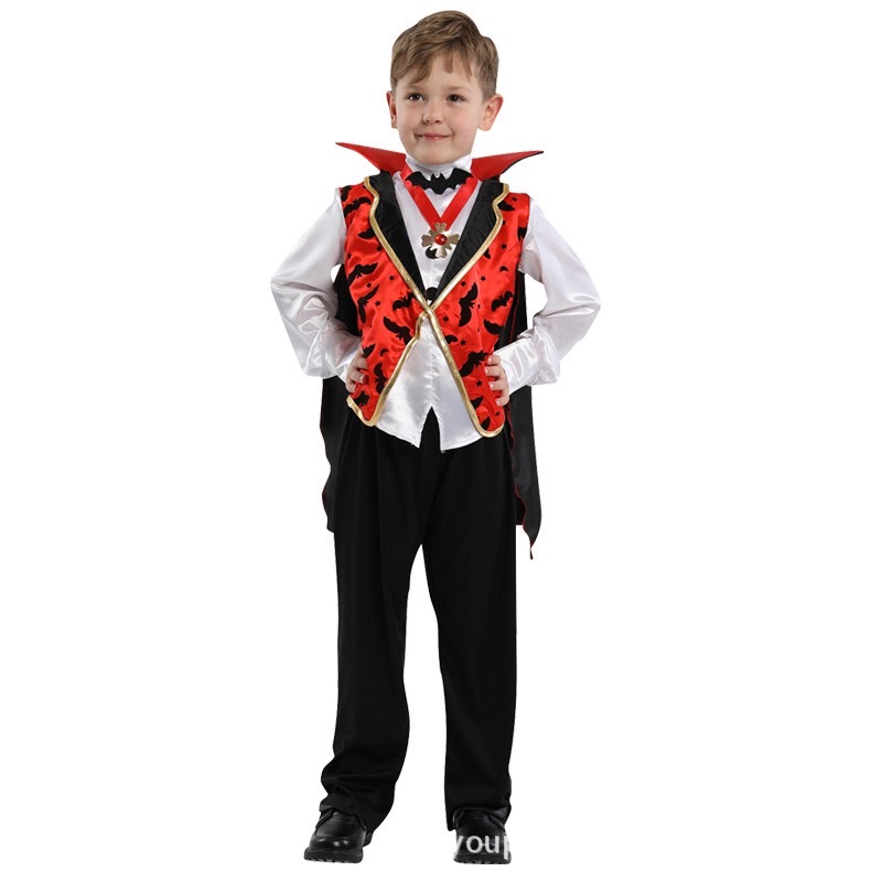 พร้อมส่ง ชุดเด็ก ฮาโลวีน Vampire แดร๊กคูล่าพร้อมผ้าคลุม