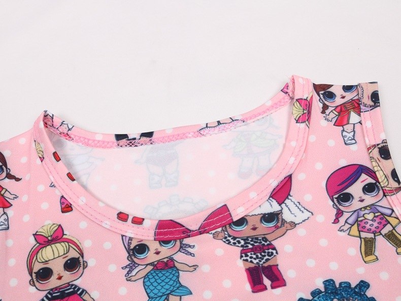 พร้อมส่ง ชุดเดรสแขนกุดลายยูนิคอน LOL สีชมพู