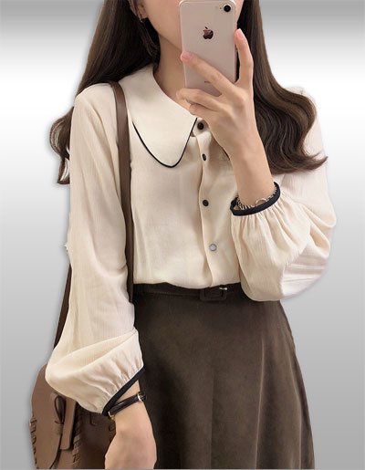 เสื้อแฟชั่นคอปกแบบสวยหรูสไตล์เกาหลี มี2สี รหัส2285