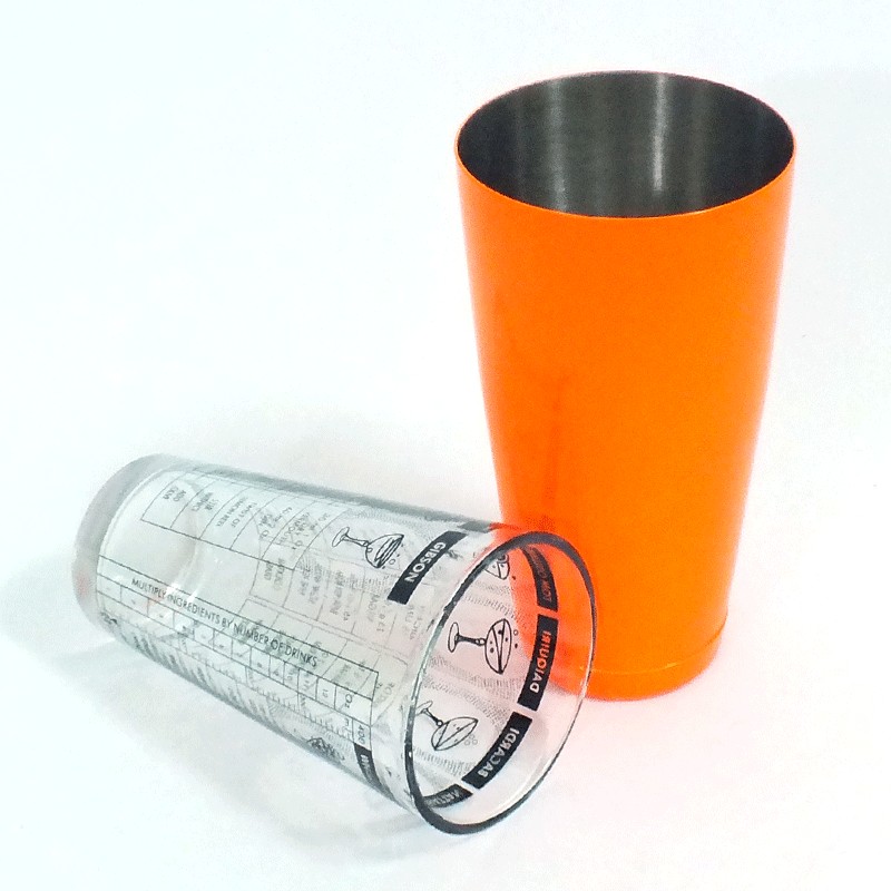 บอสตันเชคเกอร์สีส้ม ( Weighted Shaker ) ขนาด 28 ออนซ์ + ถ้วยผสมพิมพ์สูตร