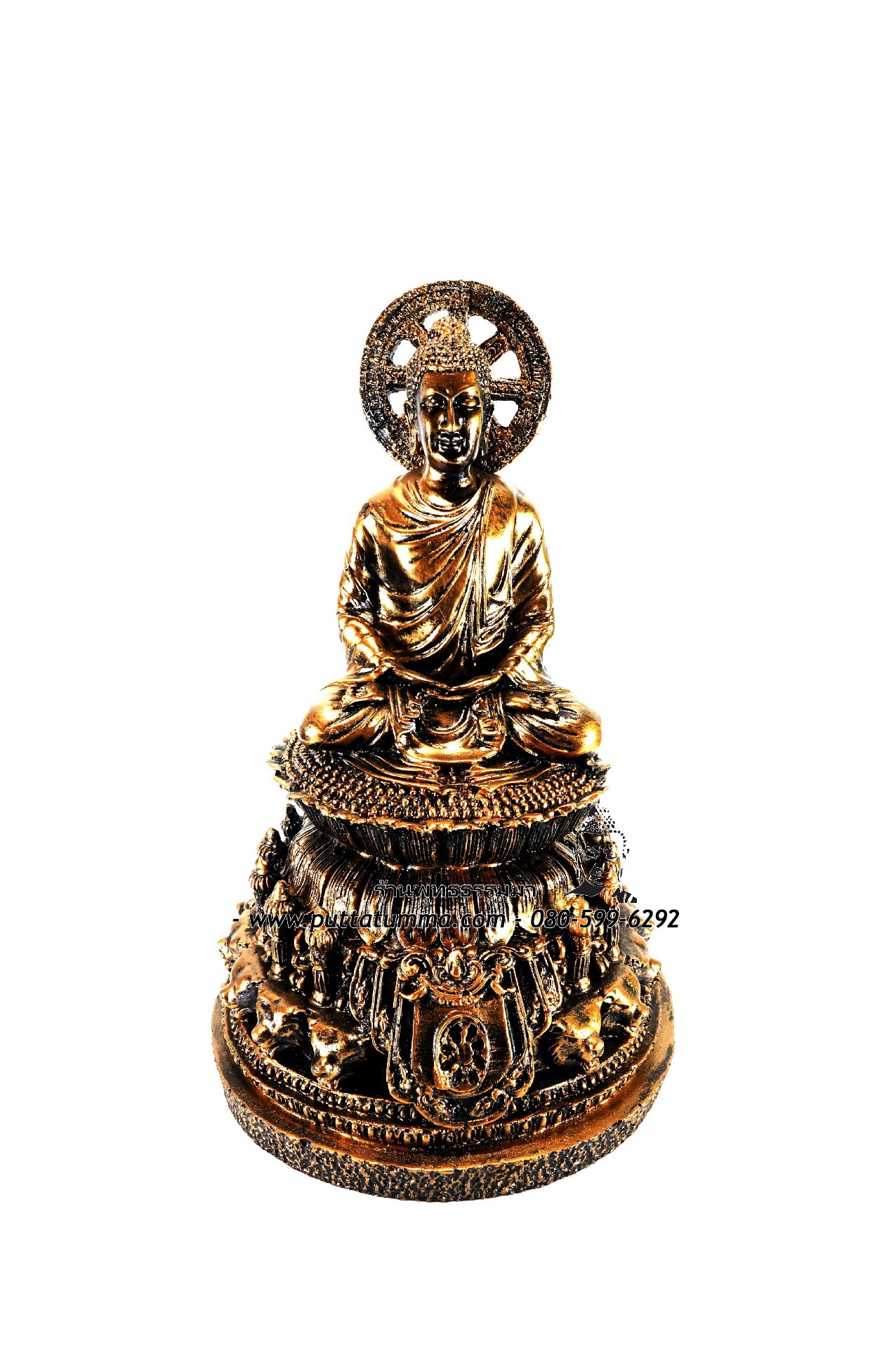 พระพุทธเจ้า ตรัสรู้ สีนาครมดำ เนื้อเรซิ่น ขนาด 5 นิ้ว สูง 11 นิ้ว
