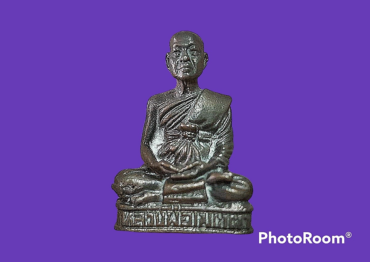 รูปหล่อกริ่ง พระภาวนาพรหมคุณ (หลวงพ่อเมตตานุศาสน์) วัดกุฎีทอง จ.สิงห์บุรี เนื้อนวะโลหะ ปี 2541 พร้อมกล่องจากวัดเดิมๆ