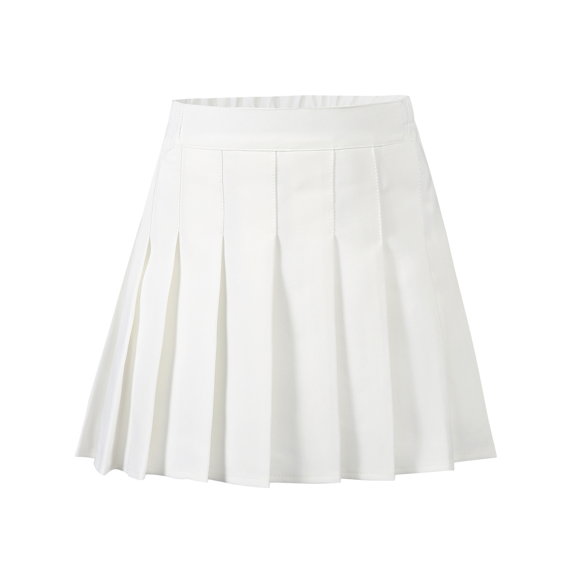 F กระโปรงเ ด็กอัดพลีท ทรงสั้น มีซับในกางเกง ลายพื้น เกรดคุณภาพ