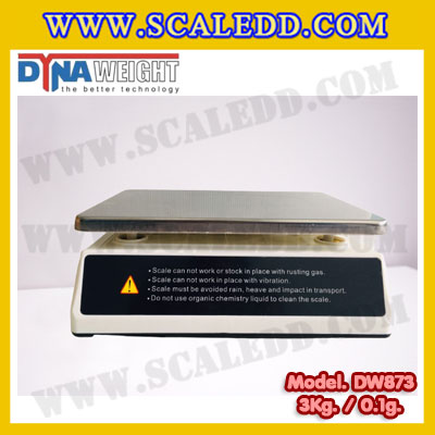 เครื่องชั่งดิจิตอล พิกัดน้ำหนัก 3kg ค่าละเอียด 0.1g ยี่ห้อ Dynaweight รุ่น DW873