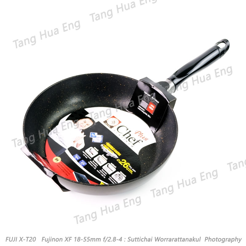 ZEBRA กระทะนอนสติ๊กเคลือบเทฟล่อนลายหินอ่อน Chef Plus IH 26 ซม. ( Marble ) ตราหัวม้าลาย