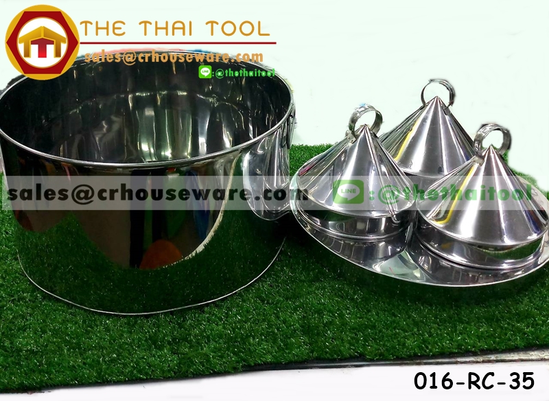หม้อทำข้าวเกรียบปากหม้อ 3 ช่องใช้กับเตาแม่เหล็กไฟฟ้าได้ รหัสสินค้า 016-RC-35