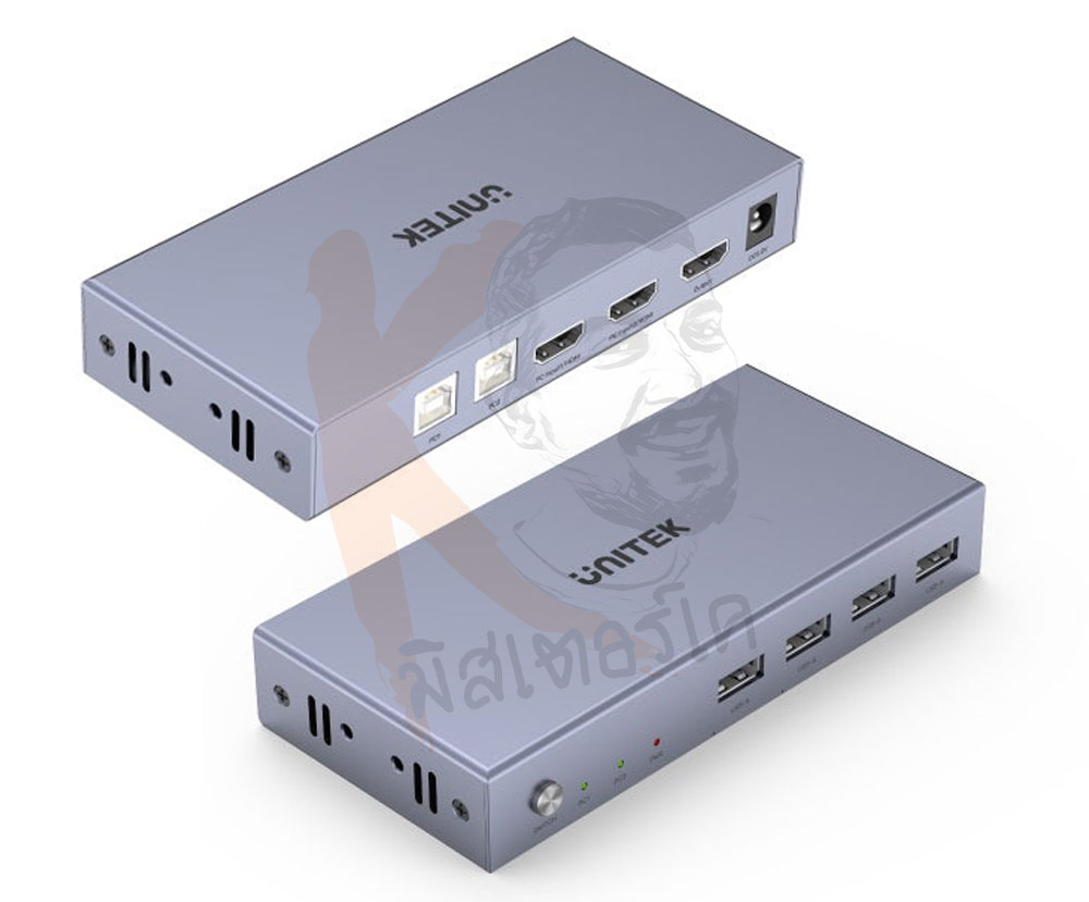 KVM HDMI Switch 2 In 1 Out และ 4 USB รองรับ HDMI2.0 4K 60Hz EDID และคีย์ลัด by Unitek