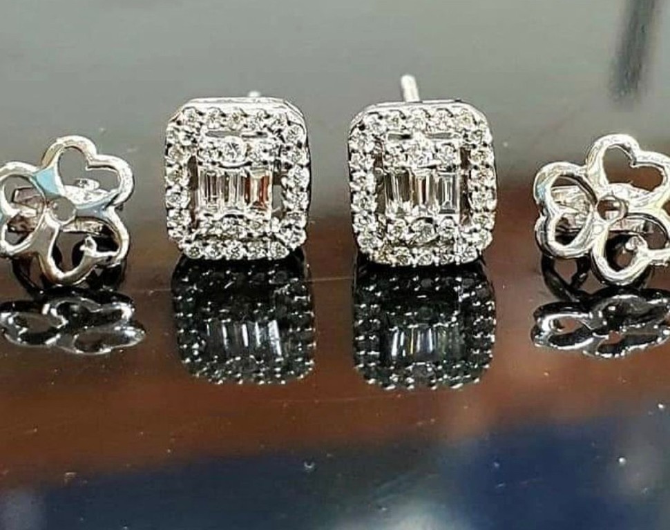 พร้อมส่งและสั่งผลิตต่างหูเพชรแท้ทันสมัย แต่งงาน หมั้น ใส่เที่ยว ออกงาน ทองคำ 9K เพชรแท้ 0.08,0.19 กะรัต ราคาถูกมาก ส่งฟรี