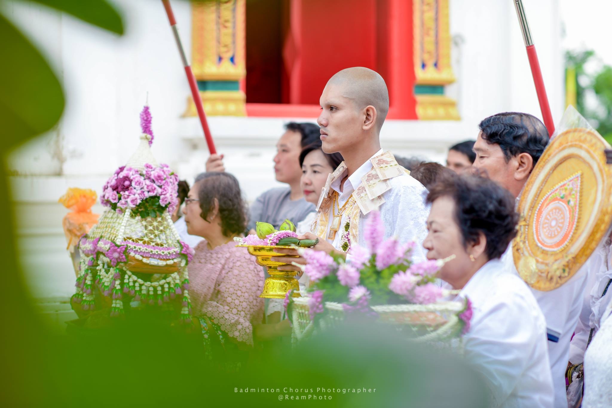 ชุดเครื่องบวชดอกไม้สด ชุดD3 ส่งงานวัดสง่างาม อ.บางไทร .อยุธยา