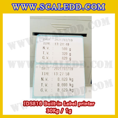 เครื่องชั่งน้ำหนักดิจิตอล พิกัดน้ำหนัก 30kg Built-in Label printer ยี่ห้อ SDS รุ่น IDS816 ค่าละเอียด 1g