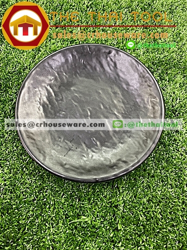 จานกลมลายหิน สีดำ