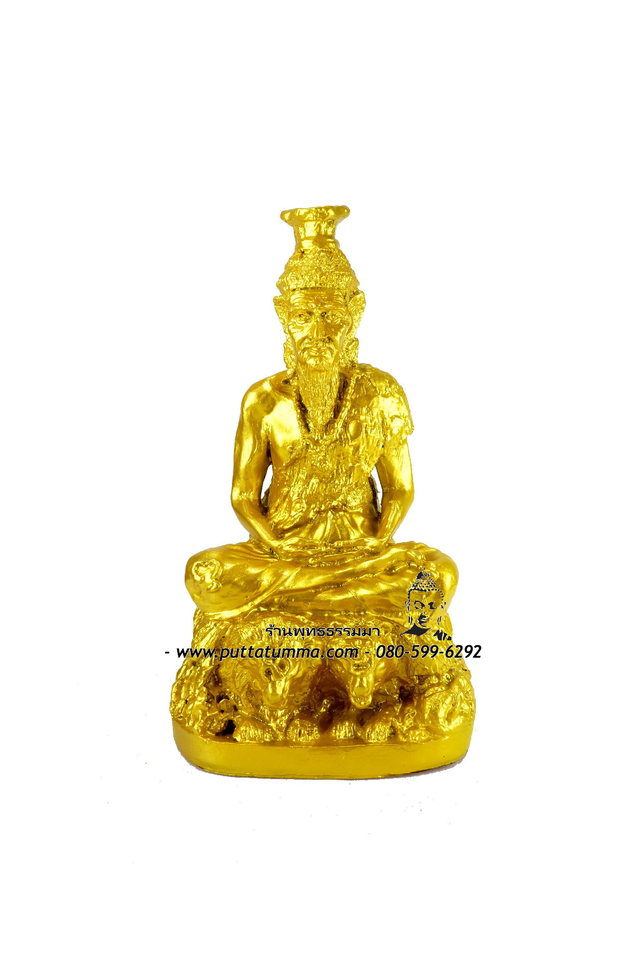 ปู่ฤาษีตาไฟ สีทอง เนื้อเรซิ่น ขนาด 5 นิ้ว สูง 10 นิ้ว