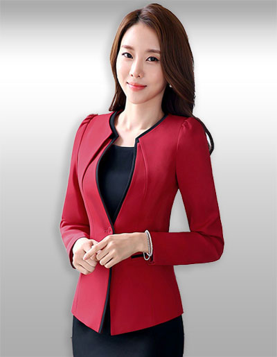 เสื้อสูทผู้หญิงสีแดงแขนยาวสไตล์เรียบหรูรหัส1803