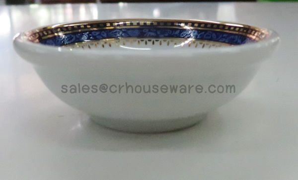 SOY SAUCE DISH Code : RPP4006ถ้วยน้ำจิ้มพอร์ซิเลน ,จานชามพอร์ซิเลนลายPrecious Blue,จานพอร์ซิเลนลายน้ำเงินขอบทองรับแขกVIP
