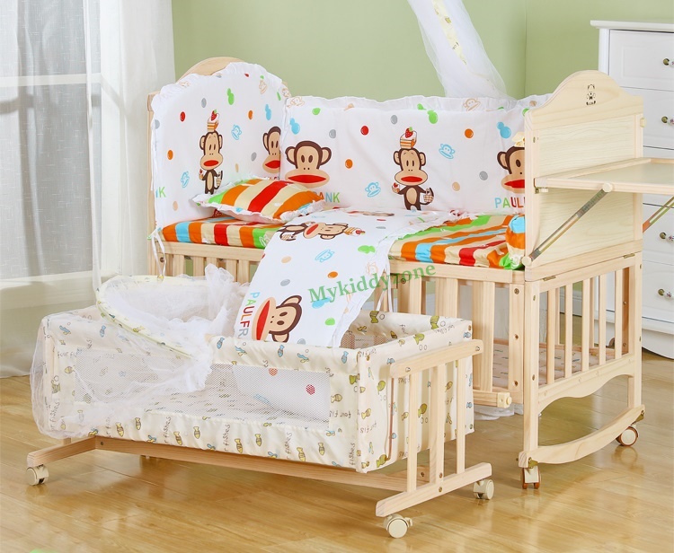 เตียงนอนไม้สำหรับเด็ก สามารถปรับเปลไกว ปรับเป็นโต๊ะเฟอร์นิเจอร์ได้ TB10106 (W1)