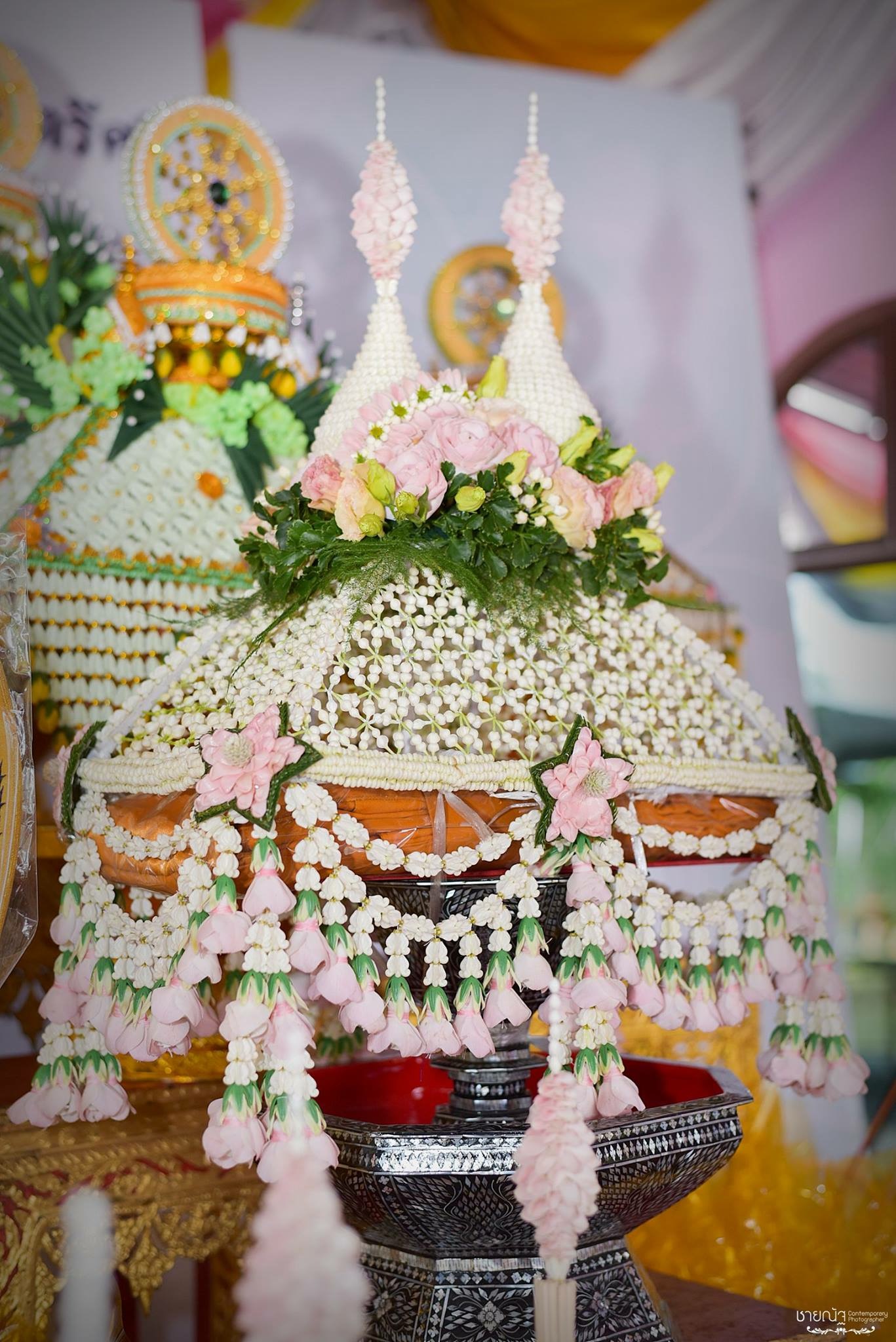 ชุดเครื่องบวชดอกไม้สดสีชมพู (ส่งงาน อ.บางปะอิน จ.พระนครศรีอยุธยา)1-2กค60