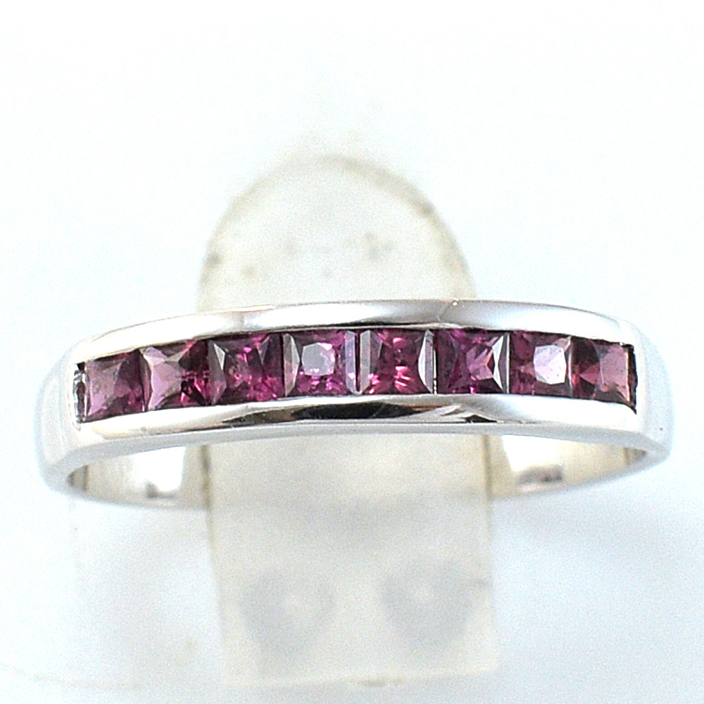 แหวนเงินแท้ราคาถูกชุบทองคำขาว โรโดไลท์การ์เน็ตแท้ 0.60 กะรัต งานประณีตสวยงาม สั่งผลิตค่ะ