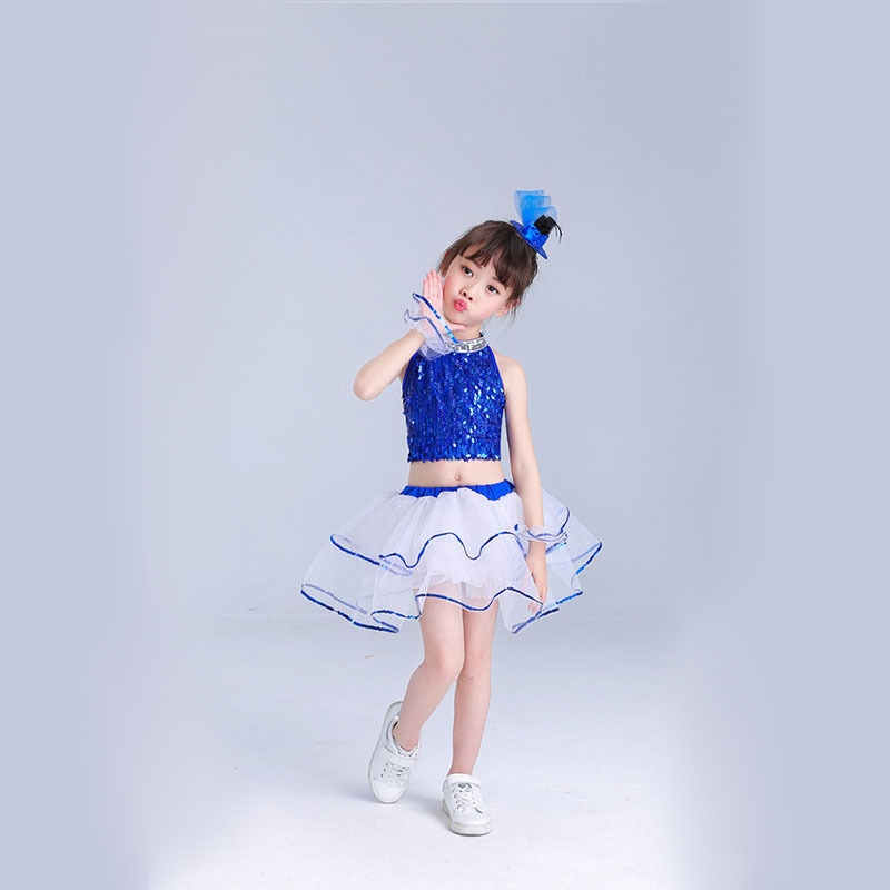 ชุดเต้น ชุดหรีด ชุดเชียร์ สีน้ำเงิน-ขาว