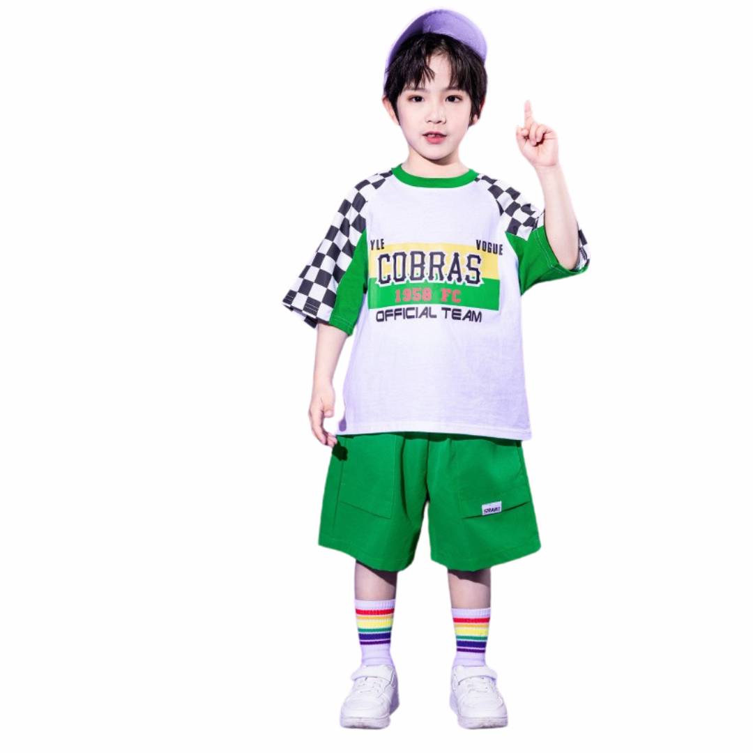 ชุดเต้น Coverdance เซ็ตชายหญิงลาย หมากรุก เขียวม่วง