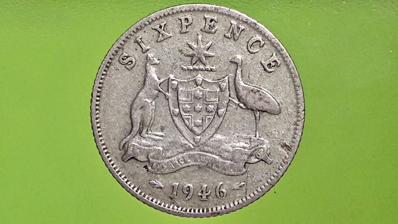 เหรียญ เงินตรา ประเทศ ออสเตรเลีย 6 Pence (Ag 0.500)