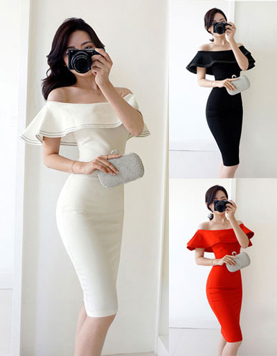 สินค้าพรีออเดอร์ ชุดเดรสแฟชั่นสไตล์เรียบหรู 3สี 4ไซส รหัส PO-Dress-021