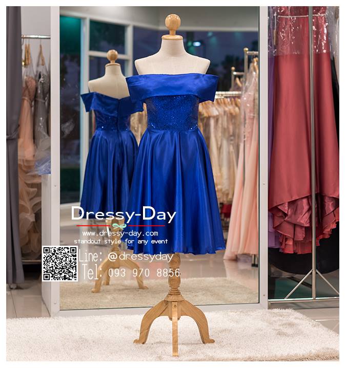 รหัส ชุดไปงานแต่งงาน :PF166 ชุดราตรีสั้นไหล่ปาดผ้าซาติน ชุดไปงานแต่งงานตกแต่งกริตเตอร์น่ารัก ชุดราตรีคนอ้วนเรียบหรู ชุดแซกดูดีสุดๆ ชุดเดรสออกงานกลางวัน กลางคืน