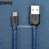 สายชาร์จ samsung remax แท้ สายถัก super nylon สีน้ำเงิน