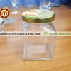ขวดโหลทรงสี่เหลี่ยม ฝาทอง 170 ml. รหัส : 005-J892 Glass bottle Square shape with lid 170 ml. Code : 005-J892,ขวดแยมทรงสี่เหลี่ยม