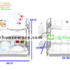 ชั้นคว่ำจานสเตนเลส 2 ชั้น (Dish Rack 2 tiers with Tray and Utensils Holder Box) รหัสสินค้า 075-JK-501